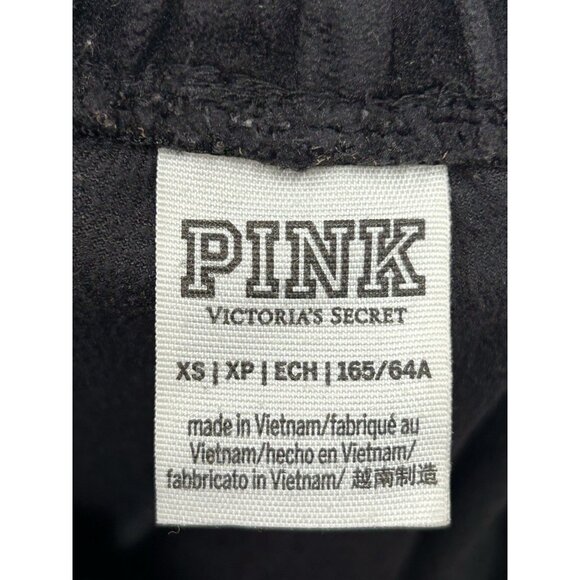 Victoria's Secret PINK Crushed Velvet Velour Joggers XS BLACK soft Athleisure - Picture 4 of 5